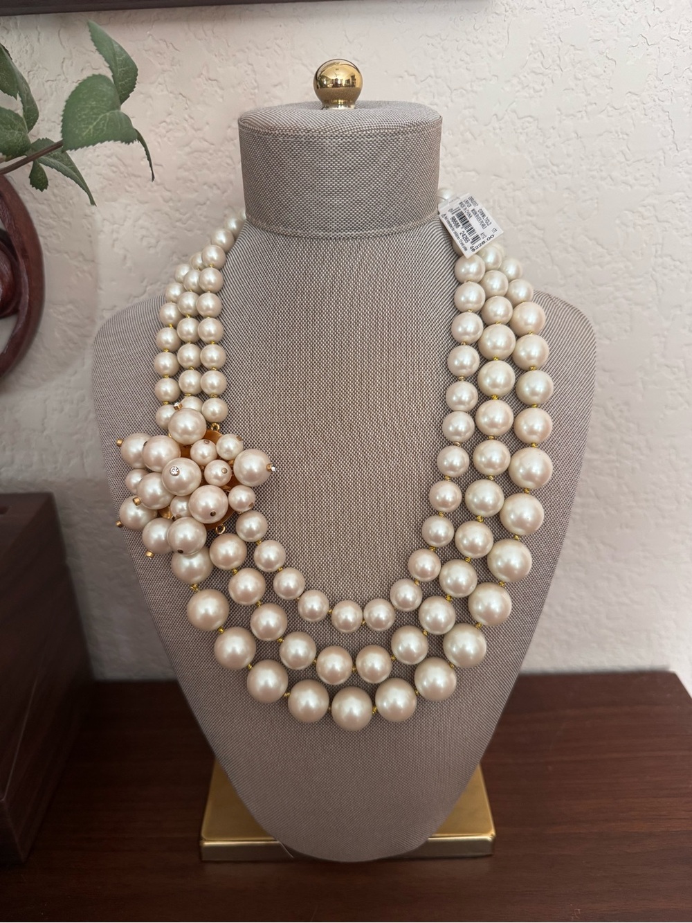 Kate Spade Moon River Pearls Triple Strand Cluster Statement Necklace NWT